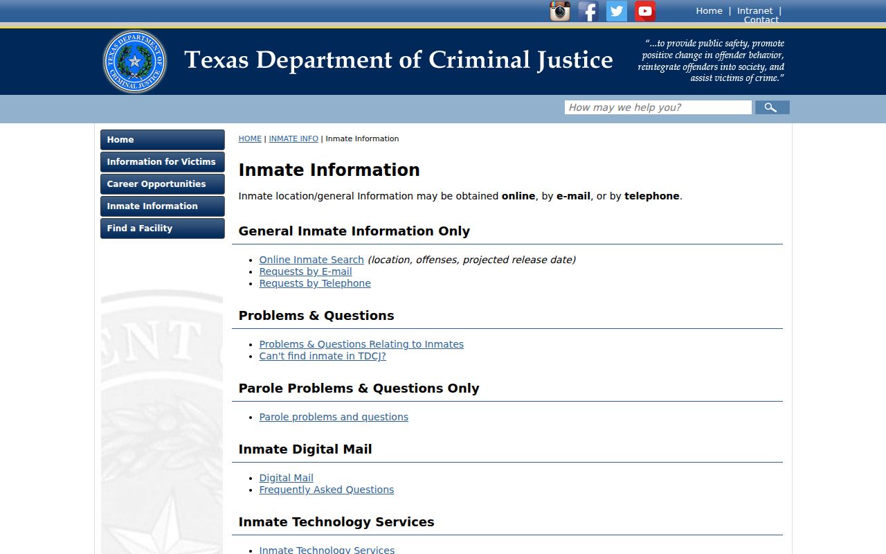 Mobeetie criminal records route to TDCJ offender information