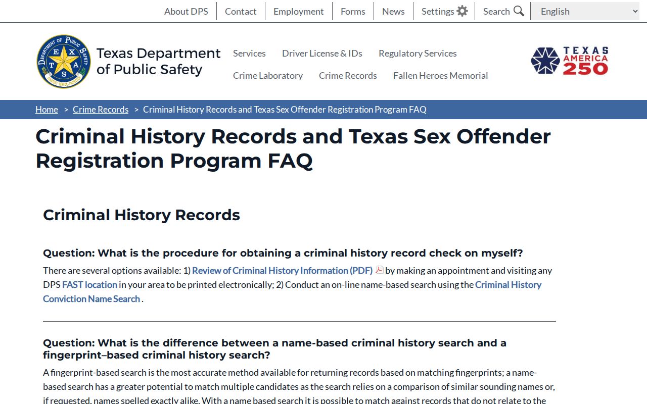 Wheeler County arrest lookup Texas DPS criminal history FAQ