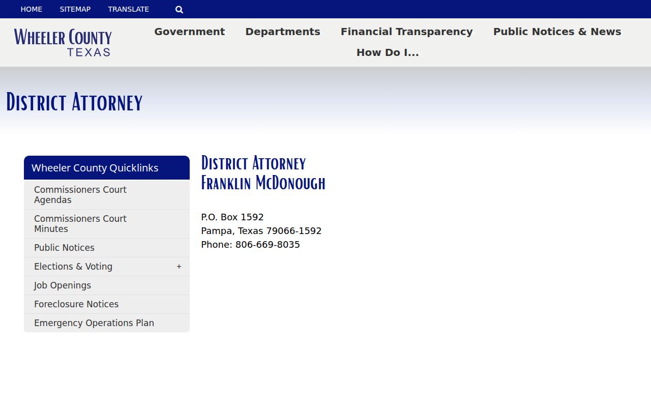 Wheeler criminal records route through the 31st District Attorney