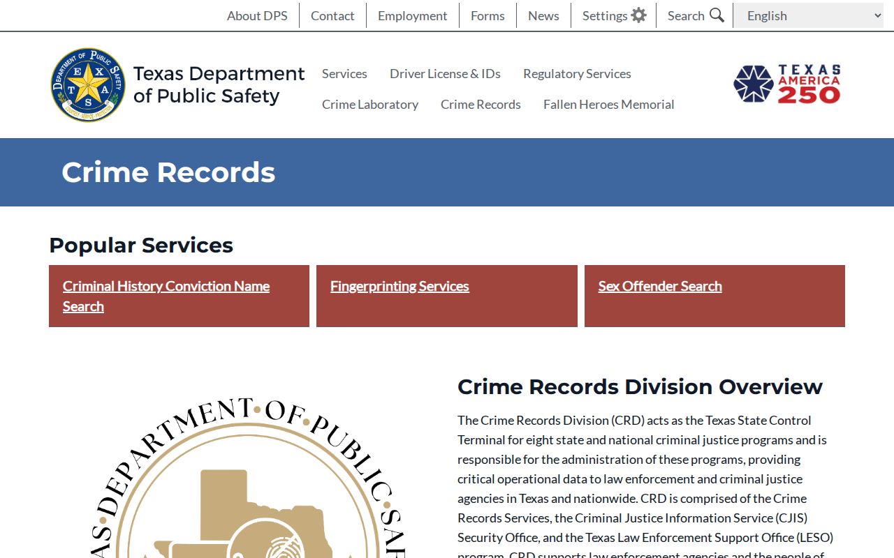 Texas DPS Wheeler County criminal history services