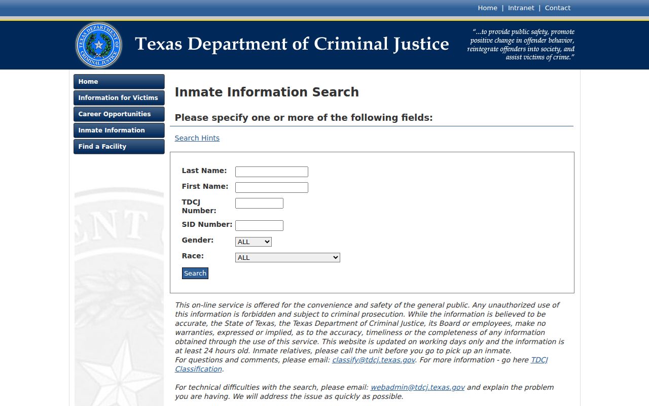 TDCJ inmate search for Wheeler County criminal records