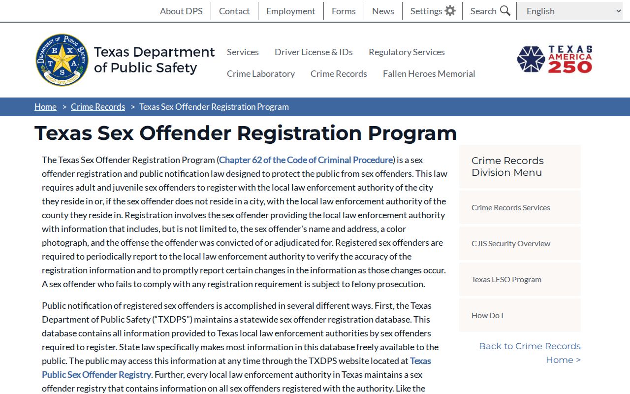 Wheeler County sex offender search Texas registration program